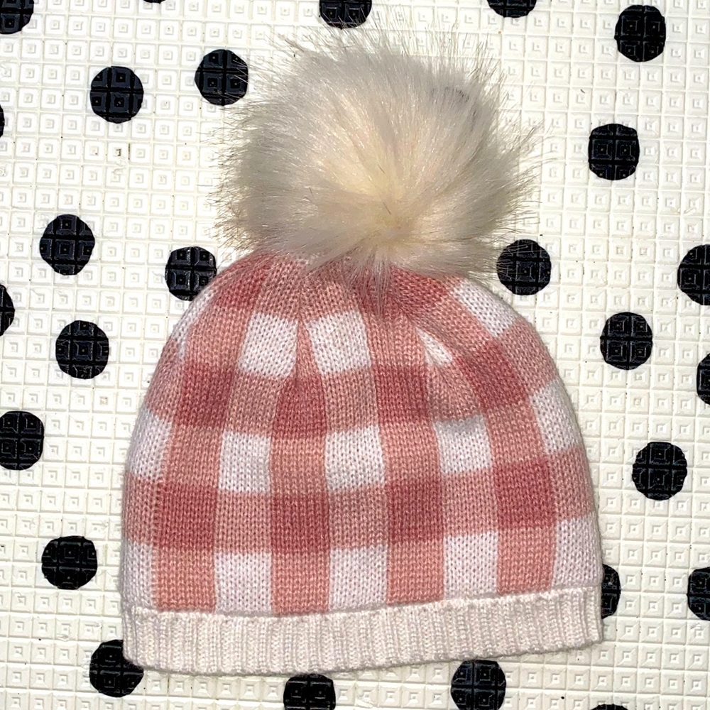 Knit Checker Beanie w/ Pom-Pom